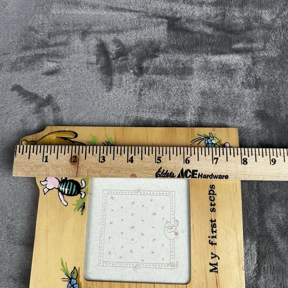 Vintage Disney Classic Pooh Baby My First Steps Picture Frame Wooden Easel Back